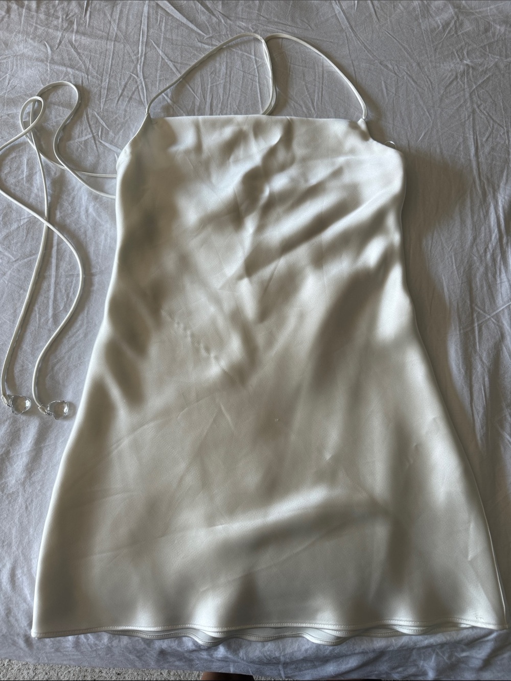 Zara Satin Slip Dress in Ivory